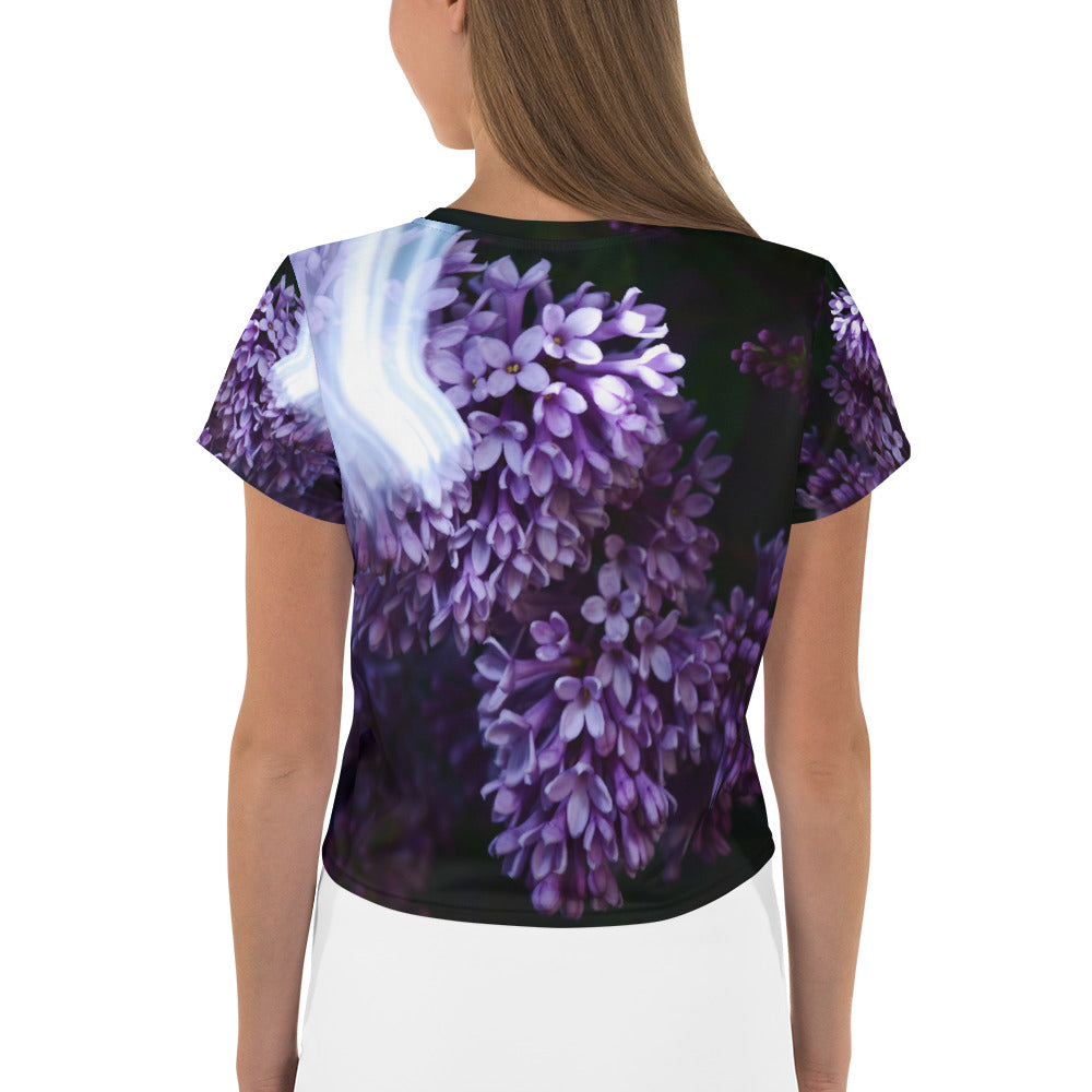 Women's Lilac All-Over Print Crop Tee