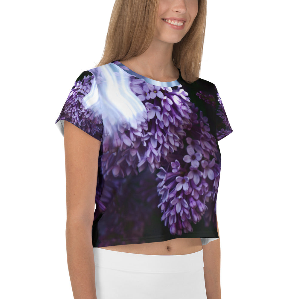 Women's Lilac All-Over Print Crop Tee